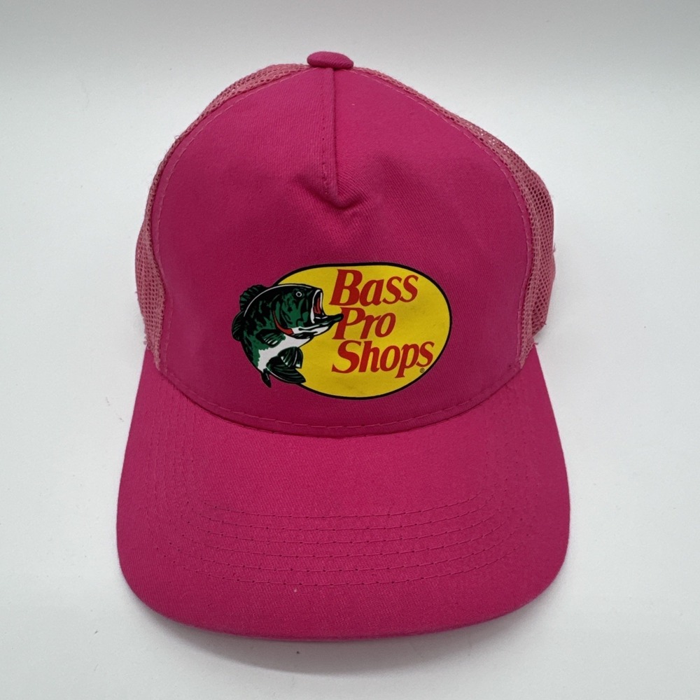 Bass Pro Shops Mesh Snapback Trucker Hat Youth Teens Pink